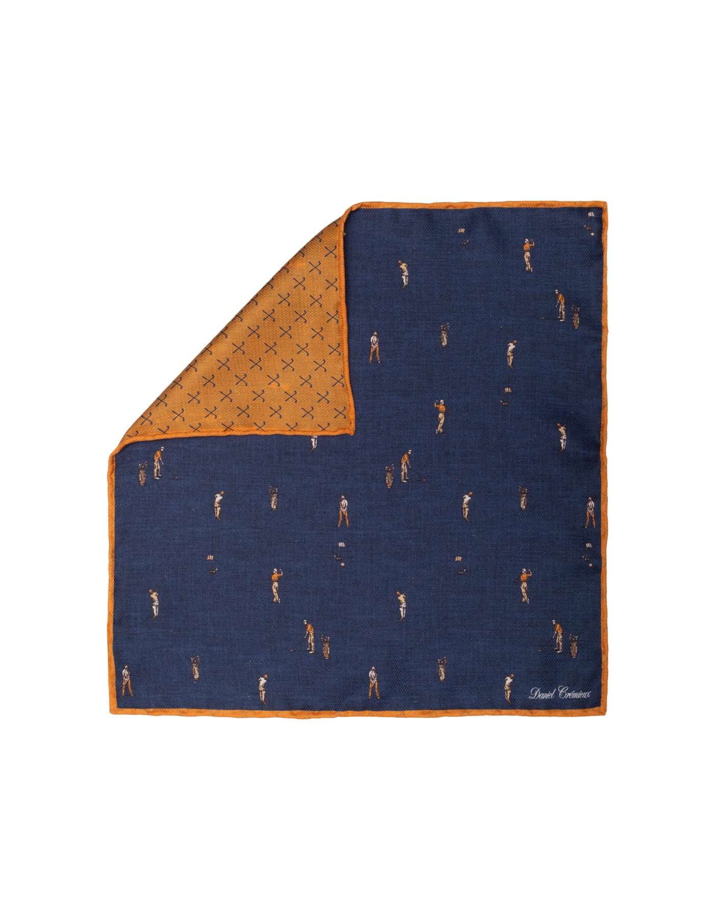 Silk Golfer Print Pocket Square