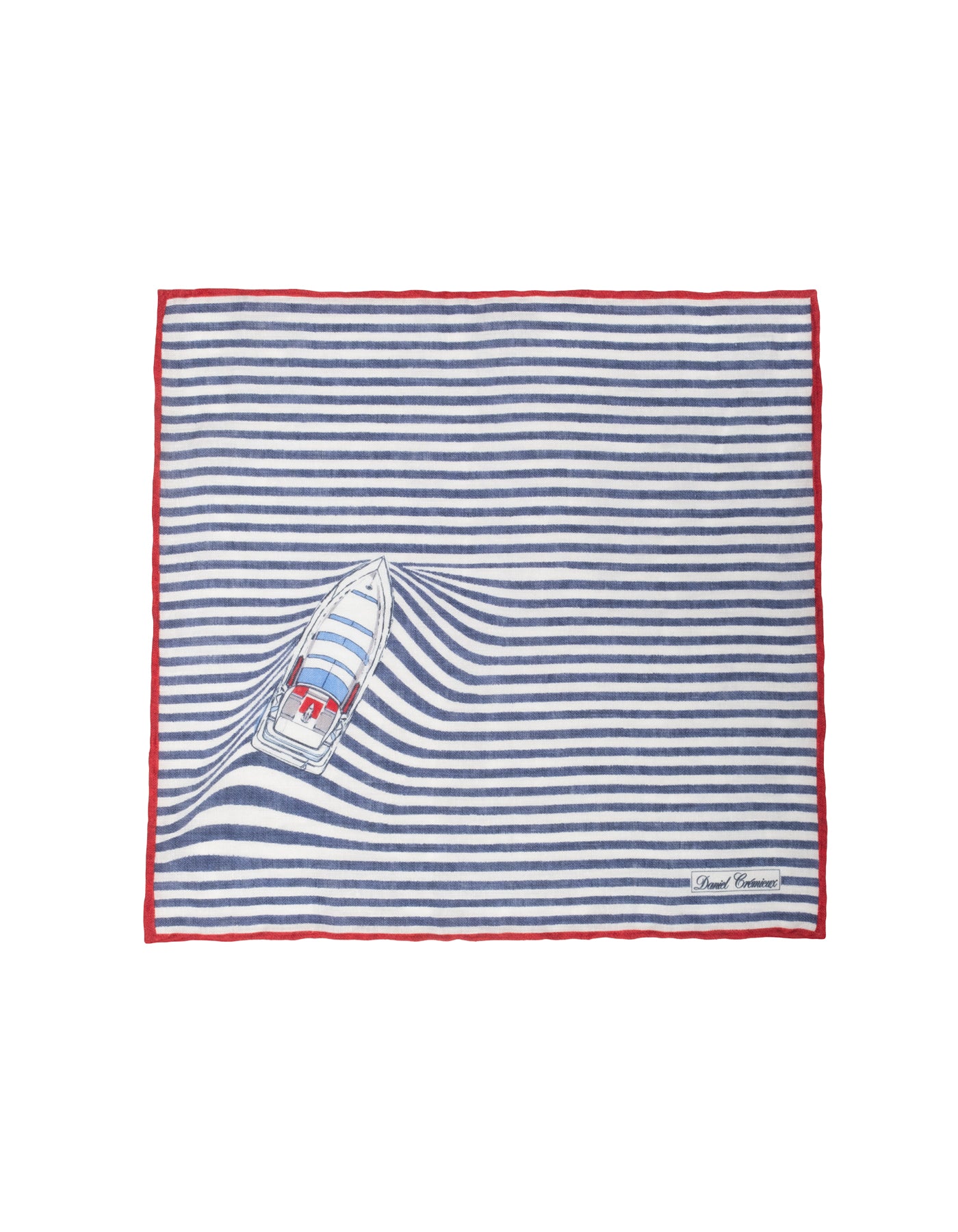 Linen Yacht Print Pocket Square