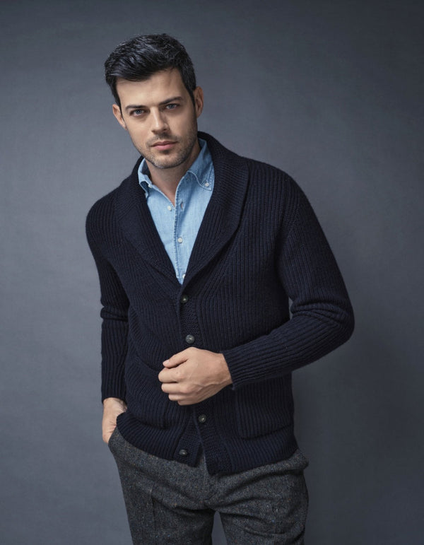 LUXURY CASHMERE SHAWL COLLAR CARDIGAN