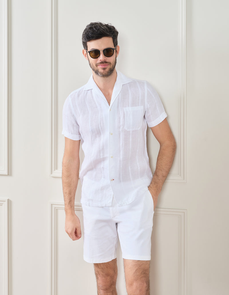 TEXTURED LINEN CAMP SHIRT