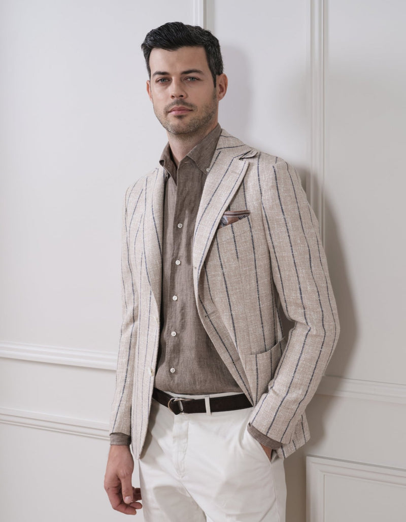 LUXURY WOOL ALPACA EXCLUSIVE STRIPE JACKET