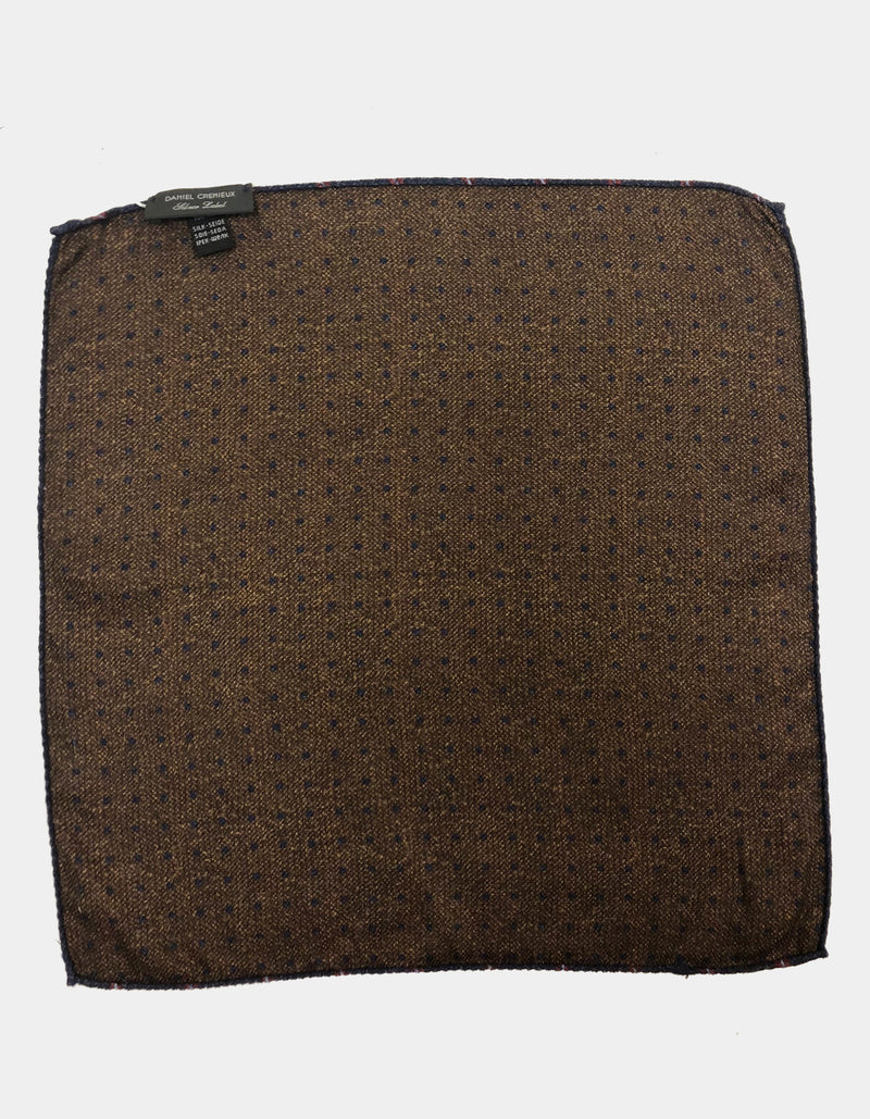 FAZZOLETTO SILK WOOL BLEND DOUBLE SIDED PAISLEY POLKA DOTS POCKET SQUARE