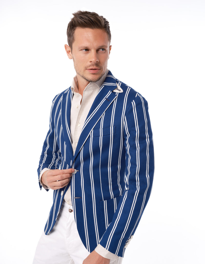 KNIT DOUBLE STRIPE BLAZER
