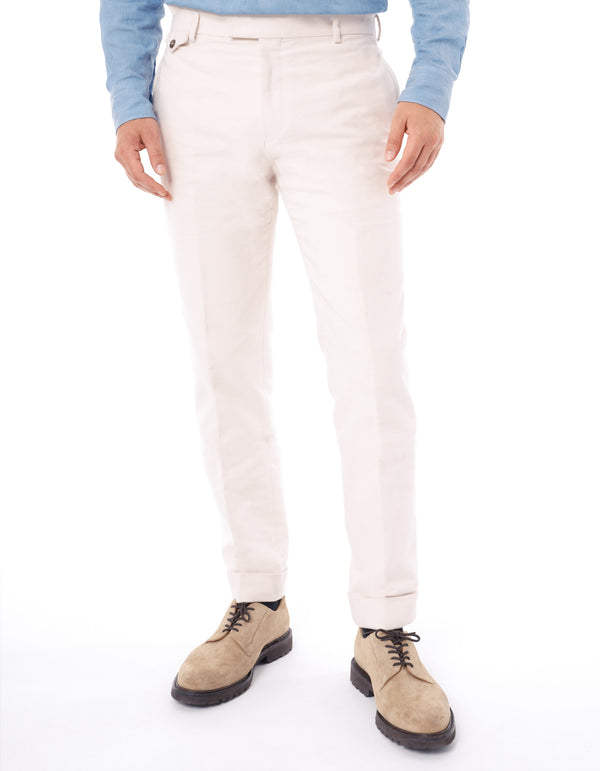 MOLESKIN PLAIN FRONT PANT WITH SIDE TAB AND BELT LOOP