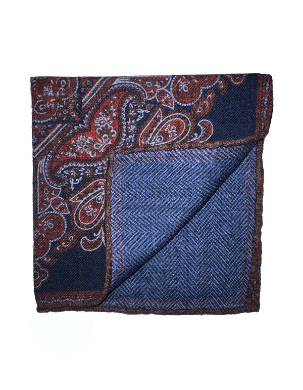 HAND ROLLED DOUBLE SIDED 100% WOOL POCKET SQUARE